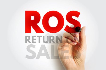 Téléchargez les photos : ROS Return On Sales - mesure de l'efficacité avec laquelle une entreprise transforme ses ventes en profits, acronyme texte concept arrière-plan - en image libre de droit