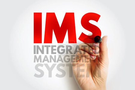 IMS Integrated Management System - combines all of an organisation's systems, processes and Standards into one smart system, acronym text concept background