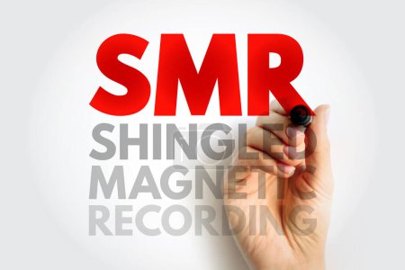 SMR - acrónimo de grabación magnética con culebrilla, fondo de concepto de tecnología