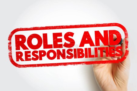 Roles y responsabilidades sello de texto, fondo de concepto