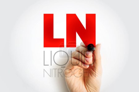 LN Liquid Nitrogen is nitrogen in a liquid state at low temperature, text concept background