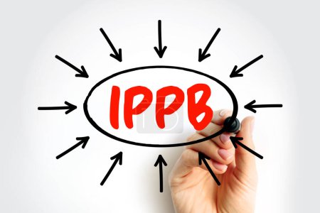 IPPB Respiration à pression positive intermittente - traitement respiratoire pour les personnes hypoventilation, texte acronyme avec flèches