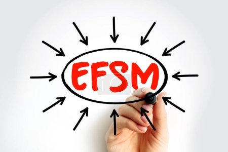 Europäischer Finanzstabilisierungsmechanismus EFSM - Soforthilfeprogramm, das auf den Finanzmärkten aufgebracht wird, Abkürzungstext mit Pfeilen