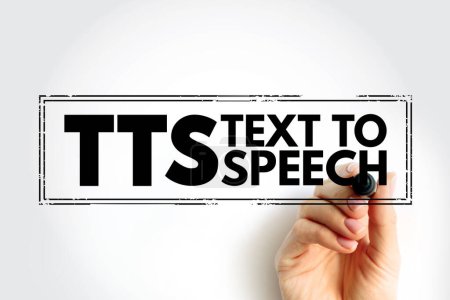 TTS - Text to Speech acronym text stamp, technology concept background