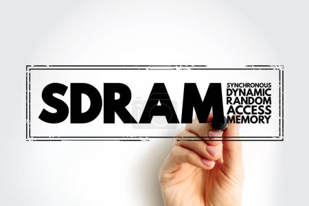 Téléchargez les photos : SDRAM - Synchronous Dynamic Random-Access Memory acronyme, timbre concept de technologie - en image libre de droit