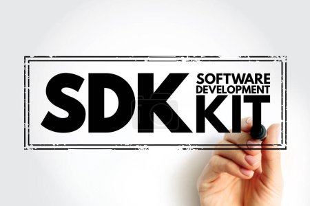 SDK - Software Development Kit is a collection of software development tools in one installable package, acronym stamp concept background