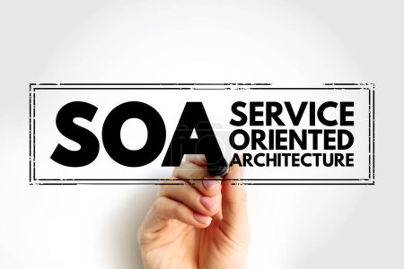 SOA - Service Oriented Architecture est un style architectural qui prend en charge l'orientation du service, l'acronyme texte timbre concept