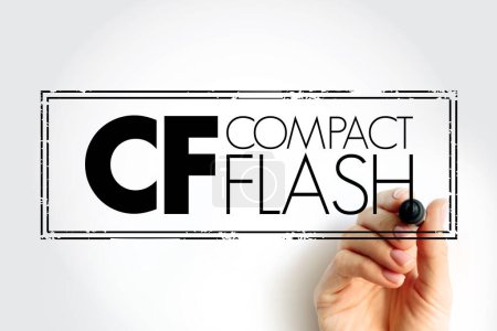 CF - Compact Flash ist ein Flash-Speicher Massenspeicher, der hauptsächlich in tragbaren elektronischen Geräten verwendet wird, Akronym Textkonzeptstempel
