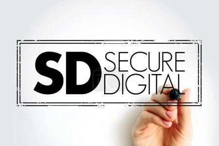 SD - Secure Digital ist ein proprietäres, nicht flüchtiges Speicherkartenformat, Akronym Textkonzeptstempel