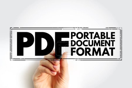PDF - Sello de texto de acrónimo de formato de documento portátil, fondo de concepto de tecnología