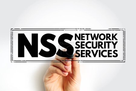 Téléchargez les photos : NSS - Timbre d'acronyme des Services de sécurité des réseaux, contexte du concept technologique - en image libre de droit