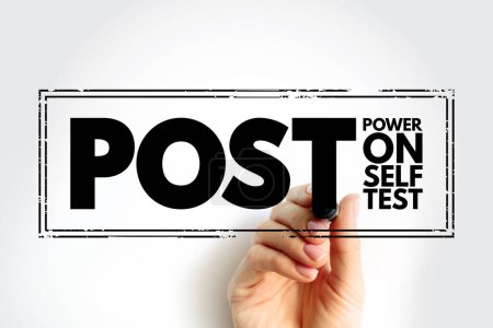 POST - Power On Self Test acronym, stamp technology concept background