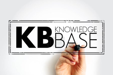 KB - Knowledge Base is a technology used to store complex structured and unstructured information used by a computer system, acronym stamp concept background