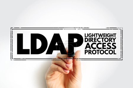 LDAP - Lightweight Directory Access Protocol is an open, vendor-neutral, industry standard application protocol, acronym stamp technology concept background