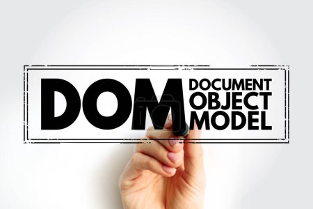 DOM - Document Object Model is a programming API for HTML and XML documents, acronym stamp technology concept background