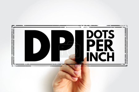 Foto de DPI - Dots Per Inch es una medida de la impresión espacial, la densidad de puntos del escáner de vídeo o imagen, el fondo del concepto de tecnología de sello de acrónimo - Imagen libre de derechos