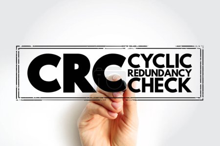 Foto de CRC - Cyclic Redundancy Check es un código de detección de errores comúnmente utilizado en redes digitales y dispositivos de almacenamiento para detectar cambios accidentales en los datos digitales, acrónimo concepto de fondo - Imagen libre de derechos