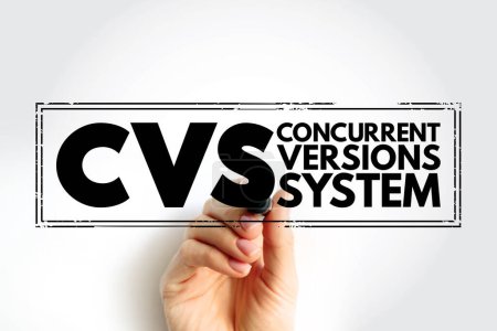 CVS - Concurrent Versions System acrónimo, fondo de concepto de tecnología de sellos