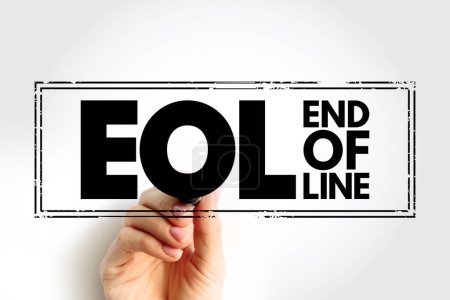 EOL - End of Line acronym, technology stamp concept background