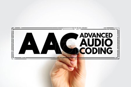 AAC - Advanced Audio Coding is an audio coding standard for lossy digital audio compression, acronym stamp concept background
