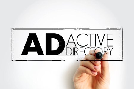 Téléchargez les photos : AD - Active Directory est une base de données et un ensemble de services qui connectent les utilisateurs avec les ressources réseau dont ils ont besoin pour faire leur travail. - en image libre de droit