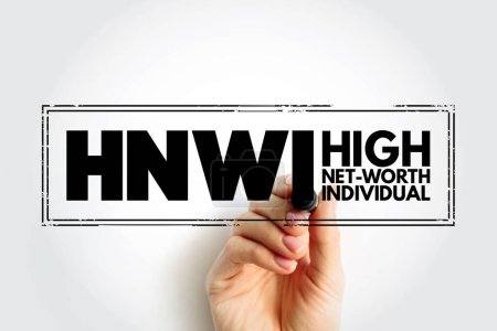 HNWI - High Net-Worth Individual ist eine wohlhabende Person mit einem liquiden Vermögen von mindestens einer Million Dollar, Akronym Stempelkonzept Hintergrund