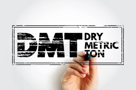 Téléchargez les photos : DMT - Dry Metric Ton is the internationally agreed-upon unit of measure for iron ore pricing, acronym concept stamp - en image libre de droit