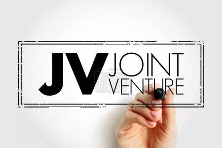 Joint Venture - entidad empresarial creada por dos o más partes, generalmente caracterizada por la propiedad compartida y los riesgos, sello de concepto de texto