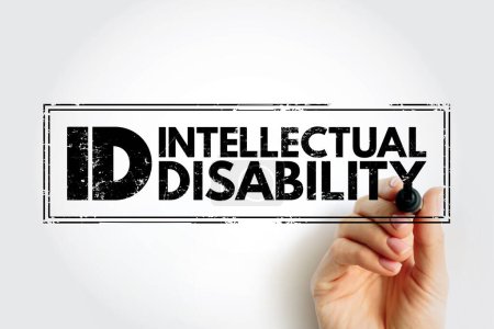 Photo for ID - Intellectual Disability is a generalized neurodevelopmental disorder characterized by significantly impaired intellectual and adaptive functioning, acronym text concept stamp - Royalty Free Image