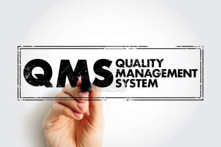 Photo for QMS - Quality Management System is a collection of business processes focused on consistently meeting customer requirements, acronym business concept stamp - Royalty Free Image