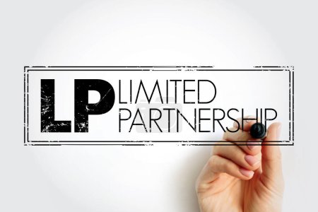 LP Limited Partnership - exists when two or more partners go into business together, acronym business concept stamp