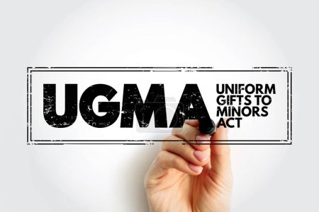 UGMA - Uniform Gifts to Minors Act acronym text stamp, concept background