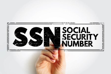 SSN - Social Security Number acronym text stamp, concept background