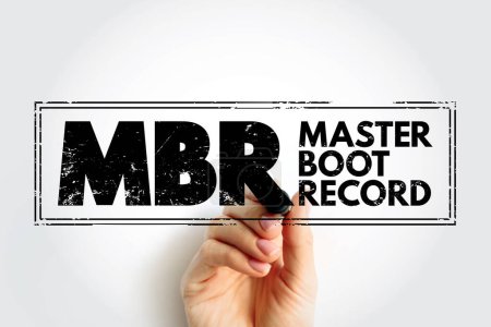 Téléchargez les photos : MBR Master Boot Record - information in the first sector of any hard disk that identifies how and where an operating system, acronym text concept stamp - en image libre de droit