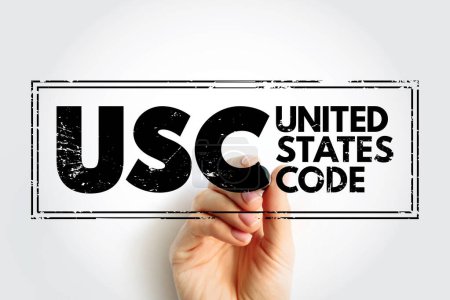 USC - United States Code is the codification by subject matter of the general and permanent laws of the United States, acronym text stamp