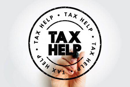 Tax Help text stamp, concept background
