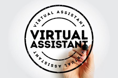 Asistente Virtual - contratista independiente que proporciona servicios administrativos a los clientes, sello de concepto de texto