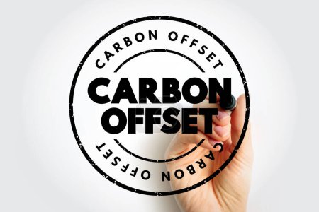 Carbon Offset - Verringerung der Kohlendioxidemissionen, um die Emissionen anderer Länder zu kompensieren, Textkonzeptstempel