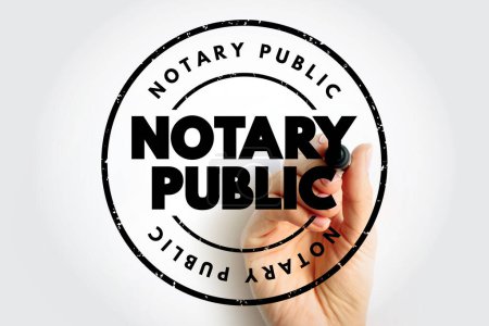 Foto de Notario público - funcionario público constituido por ley para servir al público en asuntos no contenciosos, sello de concepto de texto - Imagen libre de derechos