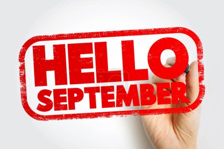 Hello September text stamp, concept background