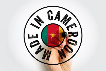 Hecho en Camerún emblema de texto sello, concepto de fondo