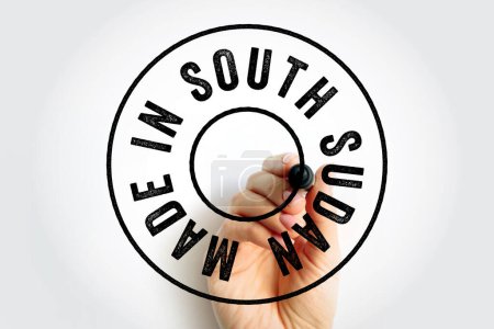 Made in South Sudan text emblem stamp, concept background