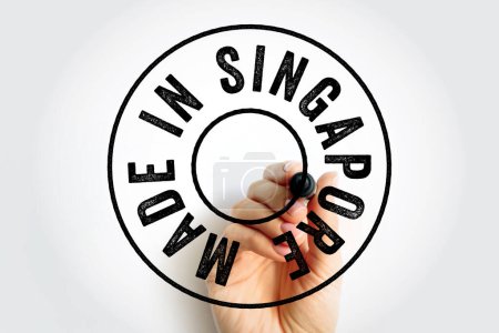 Téléchargez les photos : Made in Singapore text emblem stamp, concept background - en image libre de droit