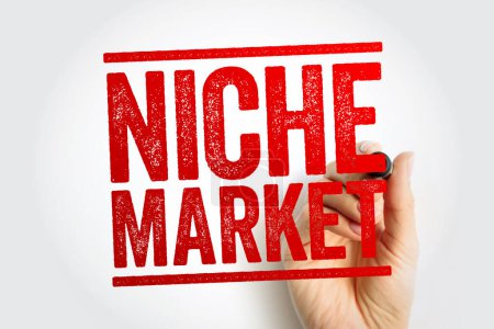 Niche Market is the subset of the market on which a specific product is focused, text stamp concept background