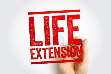 Téléchargez les photos : Concept de timbre texte Life Extension pour présentations et rapports - en image libre de droit