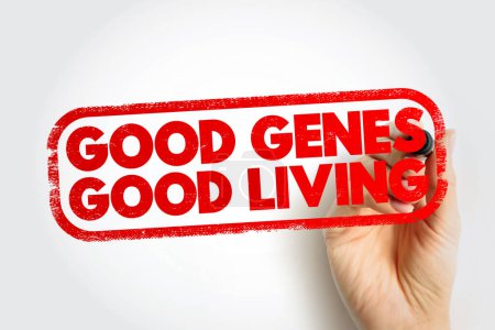 Good Genes Good Living text stamp, concept background