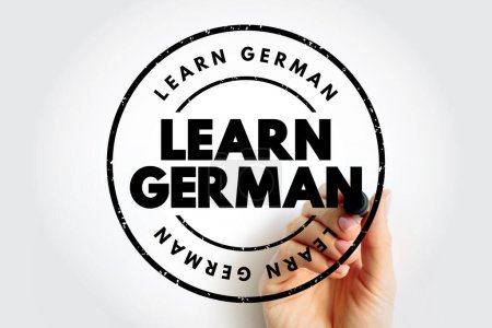 Aprender alemán sello de texto, concepto de fondo