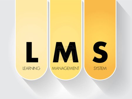 Ilustración de LMS - acrónimo de Learning Management System, aplicación de software para la administración, documentación, seguimiento, presentación de informes, automatización y impartición de cursos educativos, antecedentes de concepto empresarial - Imagen libre de derechos