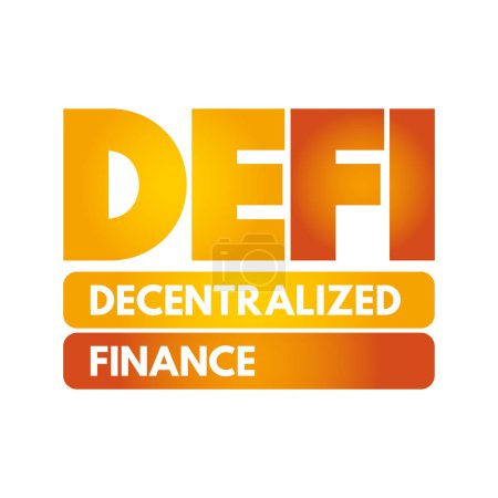 Ilustración de DeFi Finanzas descentralizadas: forma de financiación basada en blockchain que no depende de intermediarios financieros centrales, antecedentes del concepto de tecnología - Imagen libre de derechos