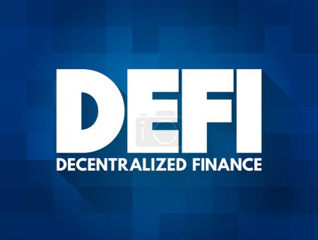 Ilustración de DeFi Finanzas descentralizadas: forma de financiación basada en blockchain que no depende de intermediarios financieros centrales, antecedentes del concepto de tecnología - Imagen libre de derechos